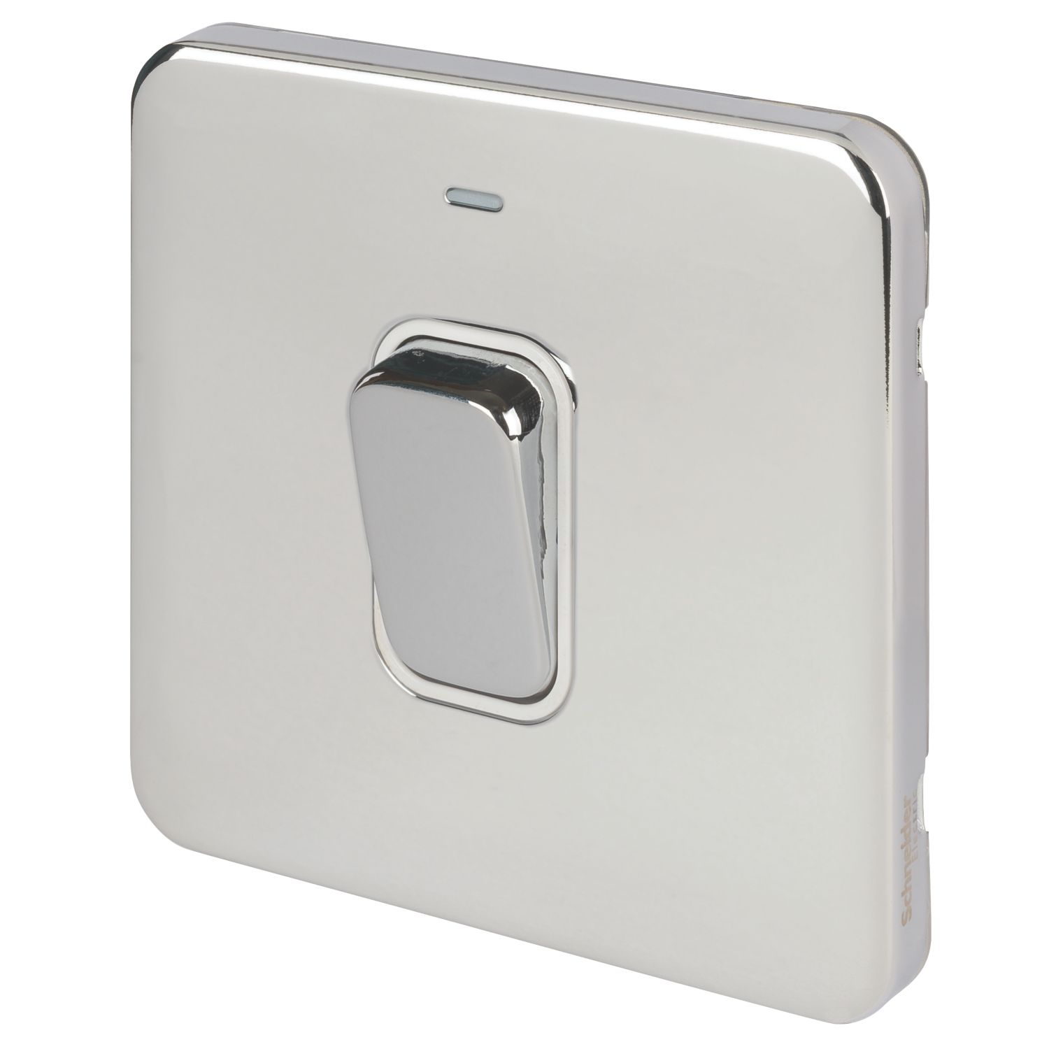 Schneider Electric Lisse Deco 50A 1-Gang DP Cooker Switch Polished Chrome with LED with White Inserts (483FF)