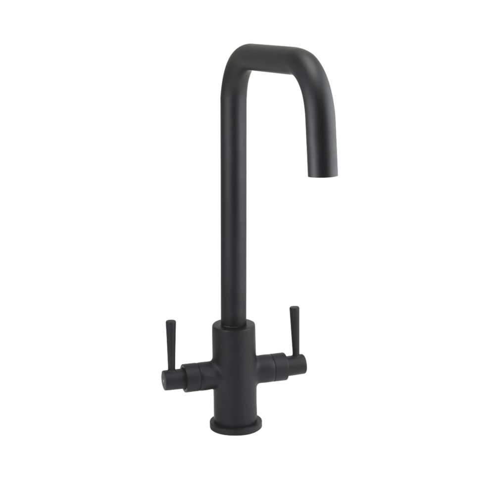 Highlife Bathrooms Don Twin Lever Sink Mixer Matt Black Screwfix