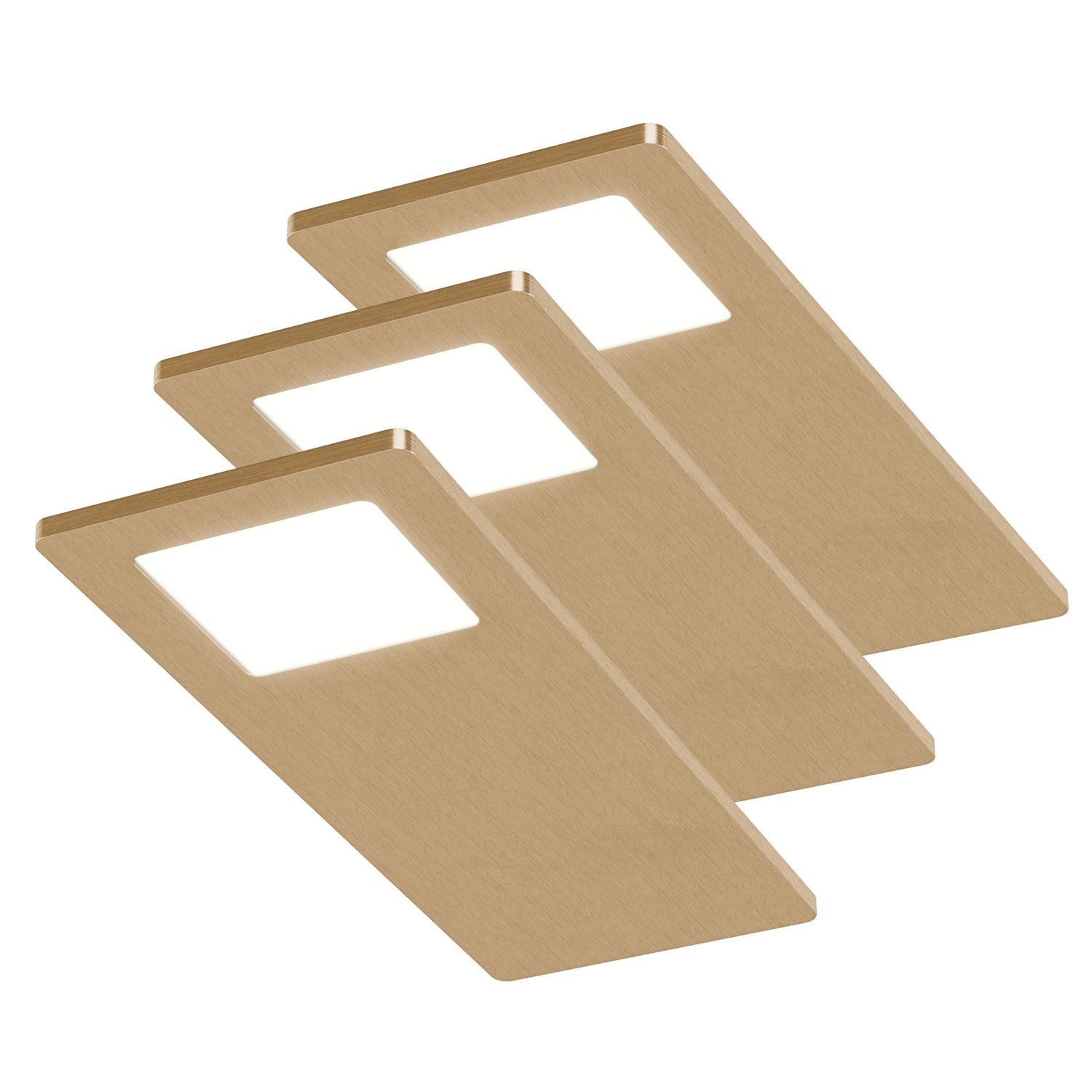 Sensio Astro TrioTone Rectangular LED Cabinet Downlights Brass 14.4W 280-300lm 3 Pack (483PH)