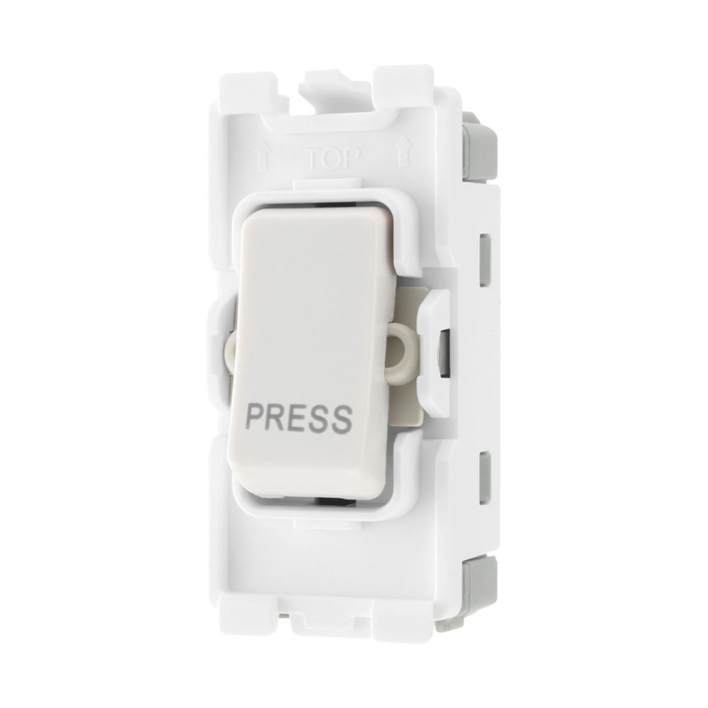 British General Nexus 800 Grid 20A 2-Way Grid Retractive Switch Module 'Press' White