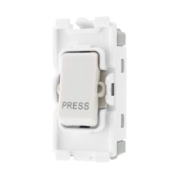 British General Nexus 800 Grid 20A 1-Way Grid Retractive Switch Module 'Press' White