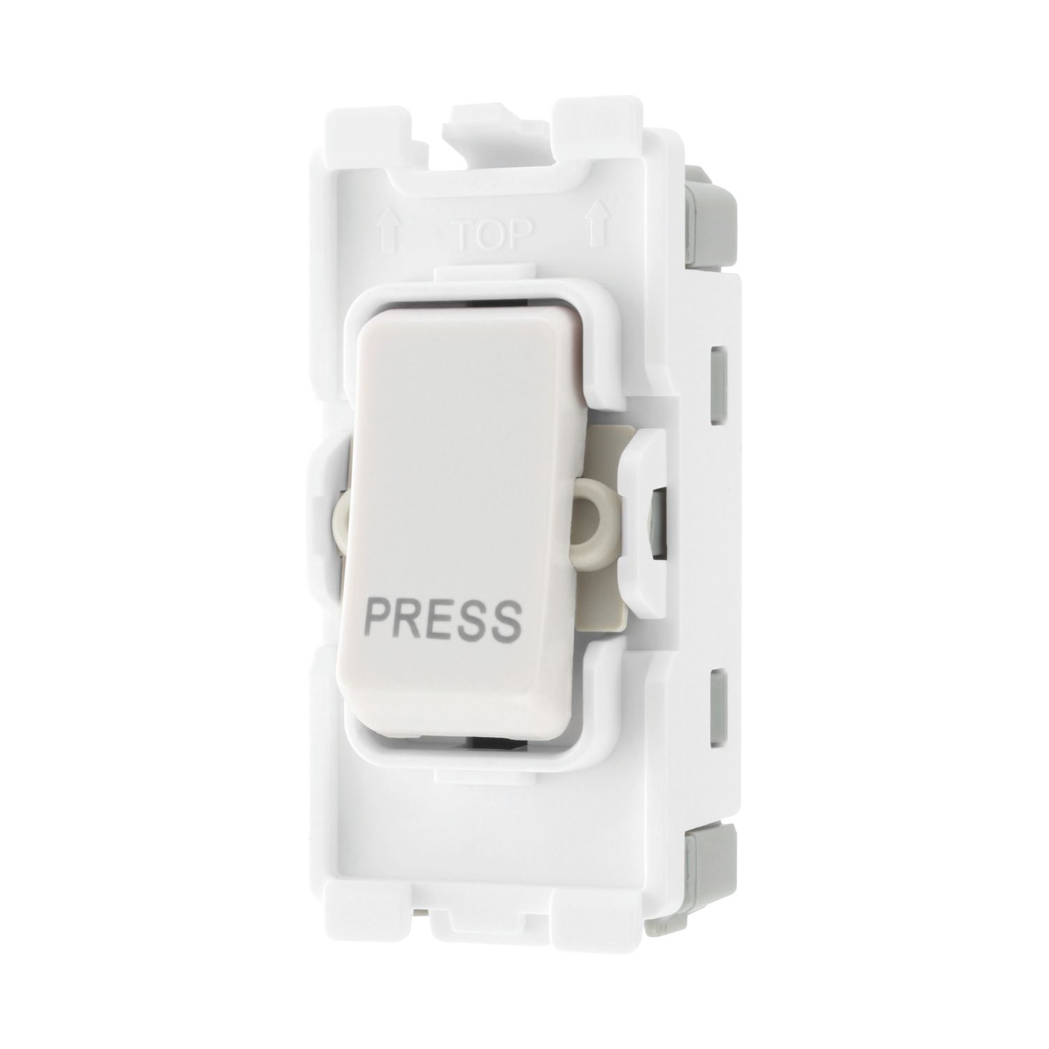 British General Nexus 800 Grid 20A 1-Way Grid Retractive Switch Module 'Press' White (483RF)