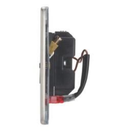 Contactum Lyric 13A Unswitched Fused Spur with Neon Brushed Steel with Black Inserts