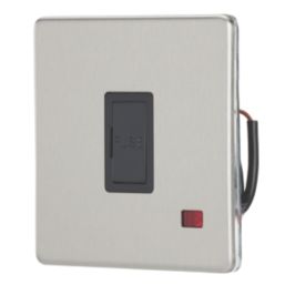 Contactum Lyric 13A Unswitched Fused Spur with Neon Brushed Steel with Black Inserts