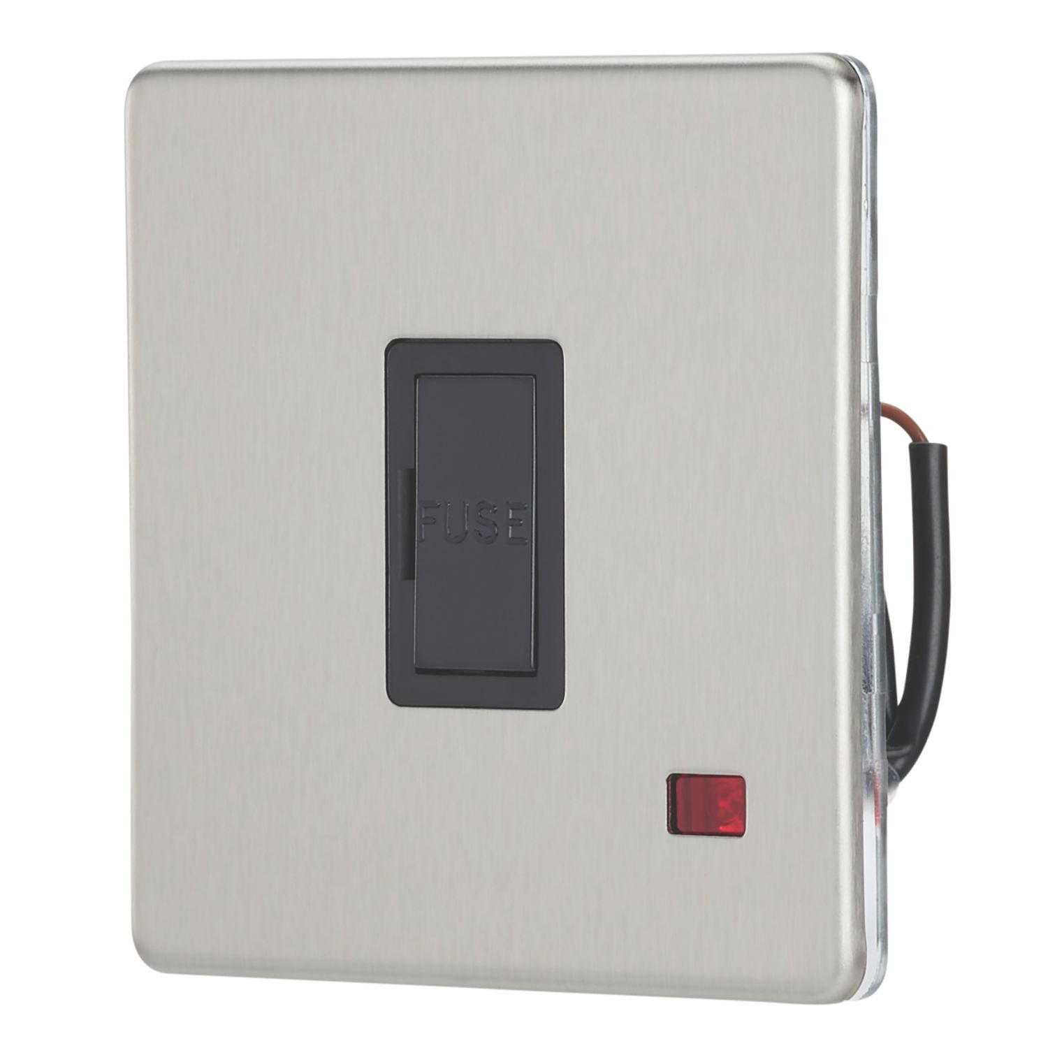 Contactum Lyric 13A Unswitched Fused Spur with Neon Brushed Steel with Black Inserts (483RR)