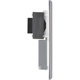 British General Nexus Metal 1-Gang Dual Voltage Shaver Socket 115/240V Brushed Steel with White Inserts