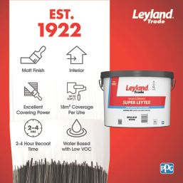 Leyland Trade Super Leytex 10Ltr Brilliant White Matt Emulsion Bare Plaster Paint