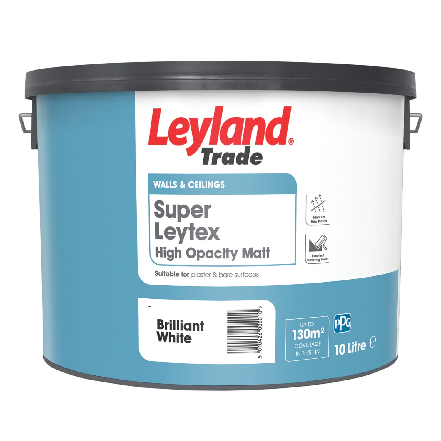 Leyland Trade Super Leytex 10Ltr Brilliant White Matt Emulsion Bare Plaster Paint (483YC)
