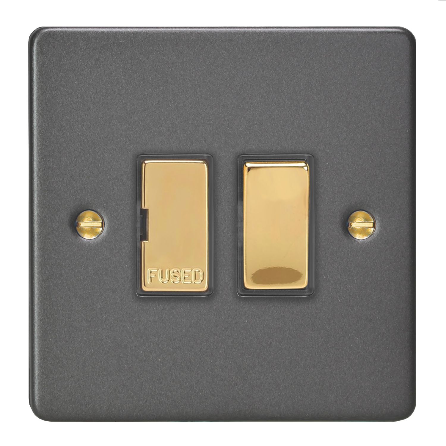 Varilight 13A Switched Fused Spur Graphite Grey with Colour-Matched Inserts (483YT)