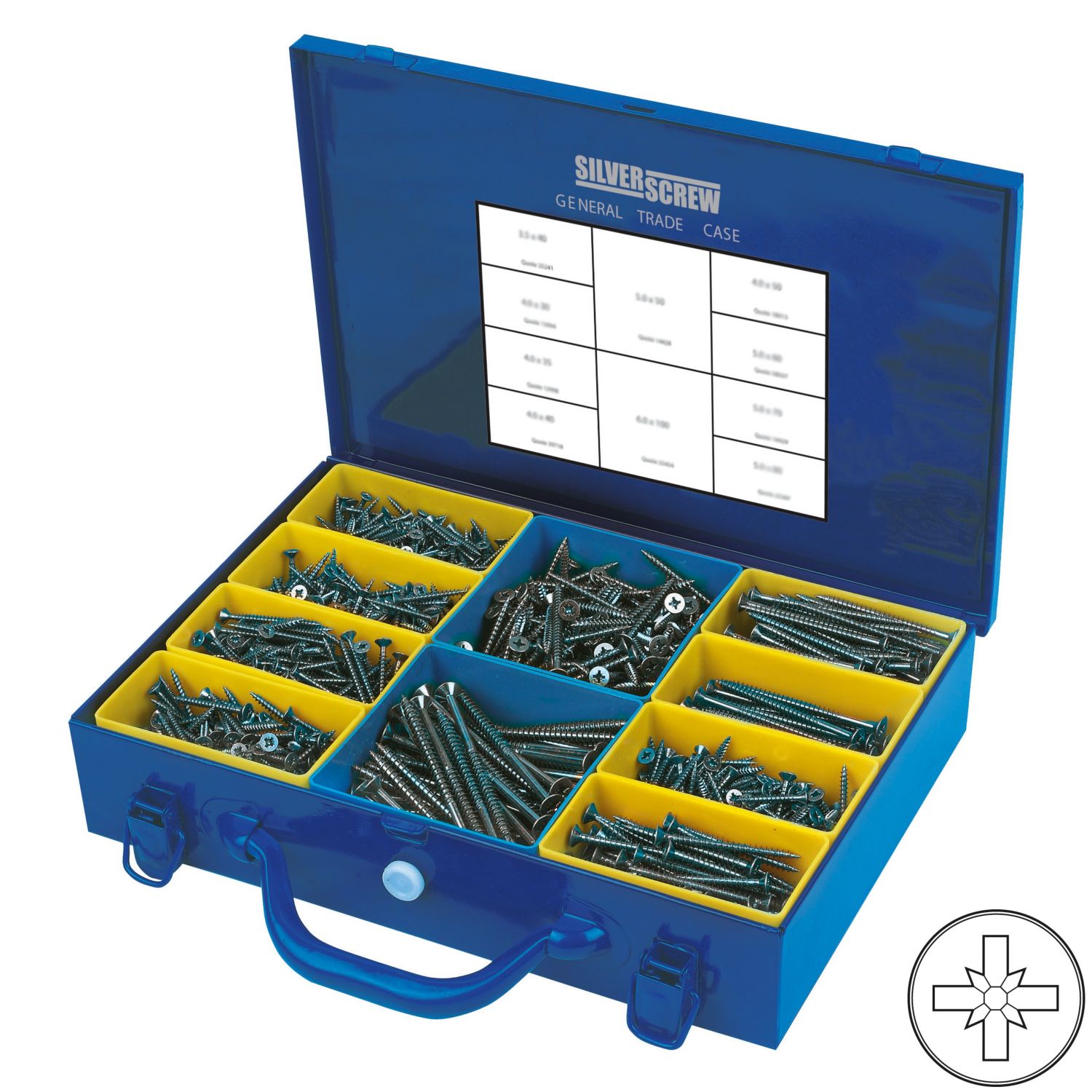 Silverscrew PZ Double-Countersunk Woodscrews General Trade Case 1400 Pcs (48408)