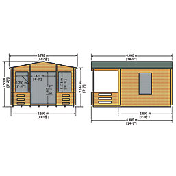 Shire Lydford 12' x 14' 6" (Nominal) Apex Timber Log Cabin with Assembly