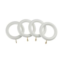 Universal White Wooden Curtain Rings 28mm 4 Pack