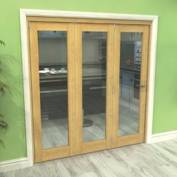 Green & Taylor  3-Door 1-Clear Light Unfinished Oak Wooden Shaker Internal Bi-Fold Door 2060mm x 1905mm