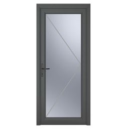 Crystal  Fully Glazed 1-Obscure Light Right-Handed Anthracite Grey uPVC Back Door 2090mm x 840mm