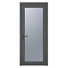 Crystal  Fully Glazed 1-Obscure Light Right-Hand Opening Anthracite Grey uPVC Back Door 2090mm x 840mm