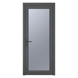 Crystal  Fully Glazed 1-Obscure Light Right-Handed Anthracite Grey uPVC Back Door 2090mm x 840mm