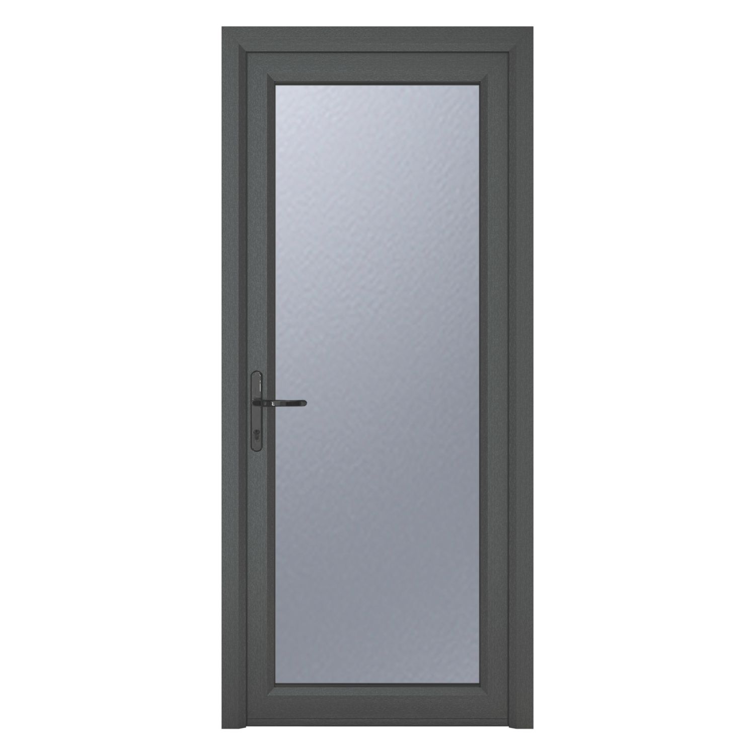 Crystal Fully Glazed 1-Obscure Light Right-Handed Anthracite Grey uPVC Back Door 2090mm x 840mm (484KF)