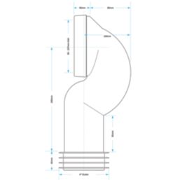 Viva  Rigid 90° Space Saving Swan Neck WC Pan Connector White 350mm