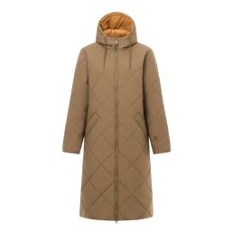 Regatta Elryse Womens Hooded Long Quilted Coat Bark Green(Wood Brown) - 0UK Size 12