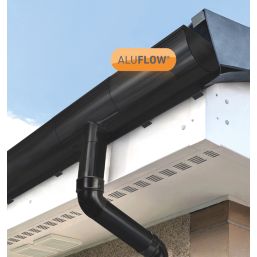 Aluflow Half Round Internal Aluminium RH Deep Gutter Stop End Black ...