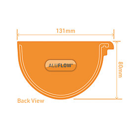 Aluflow  Half Round Internal Aluminium RH Deep Gutter Stop End Black 115mm