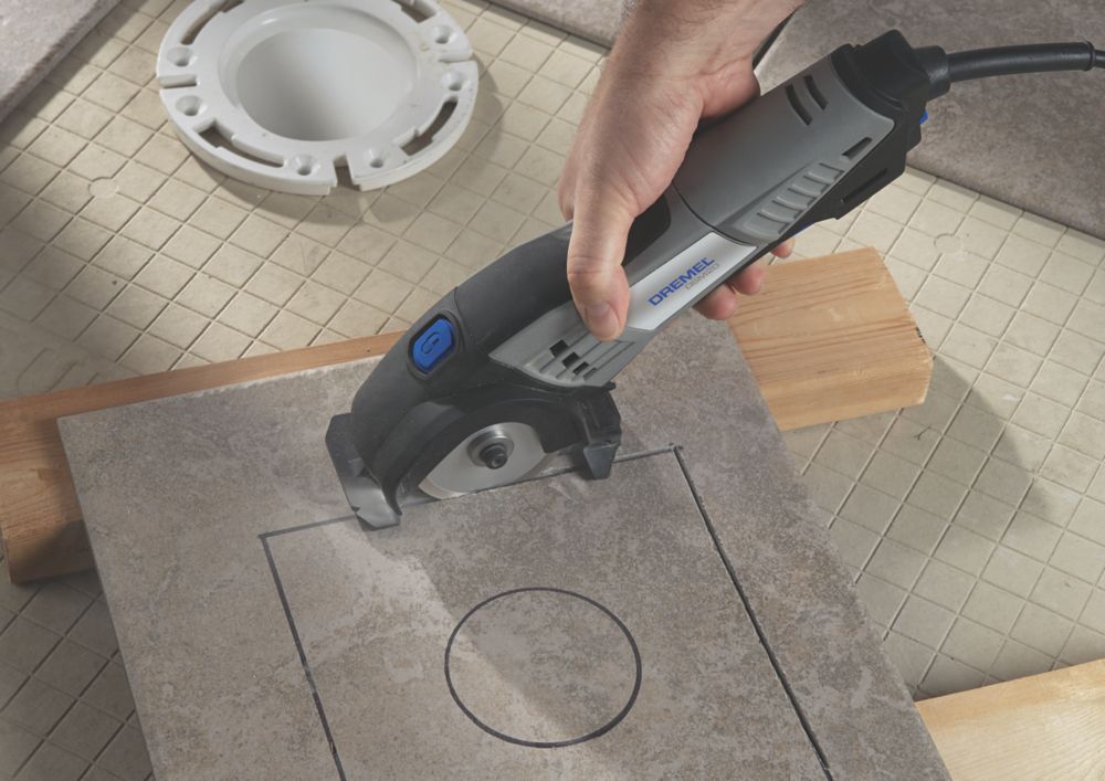 Dremel tool to cut outlet tile