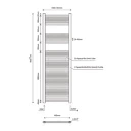 Flomasta 1600mm x 500mm 1651BTU Chrome Flat  Towel Radiator