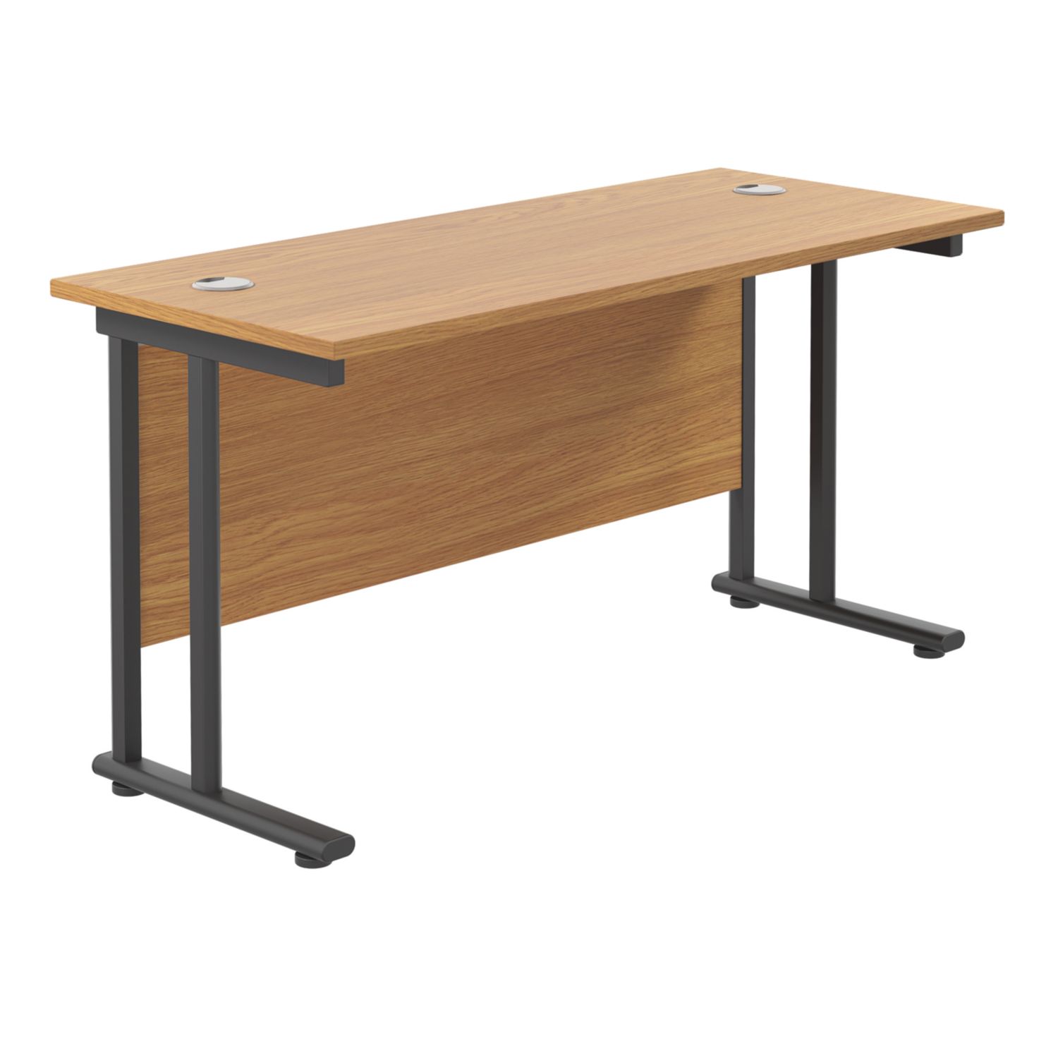 TC Group Aztec Twin Upright Rectangular Office Desk Nova Oak/Black 1400mm x 600mm (484TT)