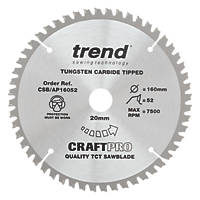 Trend CraftPo CSB/AP16052 Aluminium Plunge Saw Blade 160 x 20mm 52T