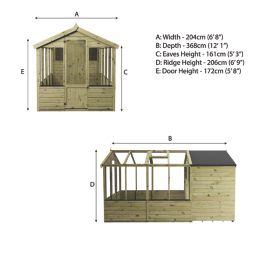 Mercia Traditional 6' x 12' (Nominal) Timber Greenhouse & Shed