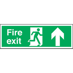 Non Photoluminescent "Fire Exit" Up Arrow Signs 150mm x 450mm 50 Pack