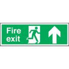 Essentials  Non Photoluminescent "Fire Exit" Up Arrow Signs 150mm x 450mm 50 Pack
