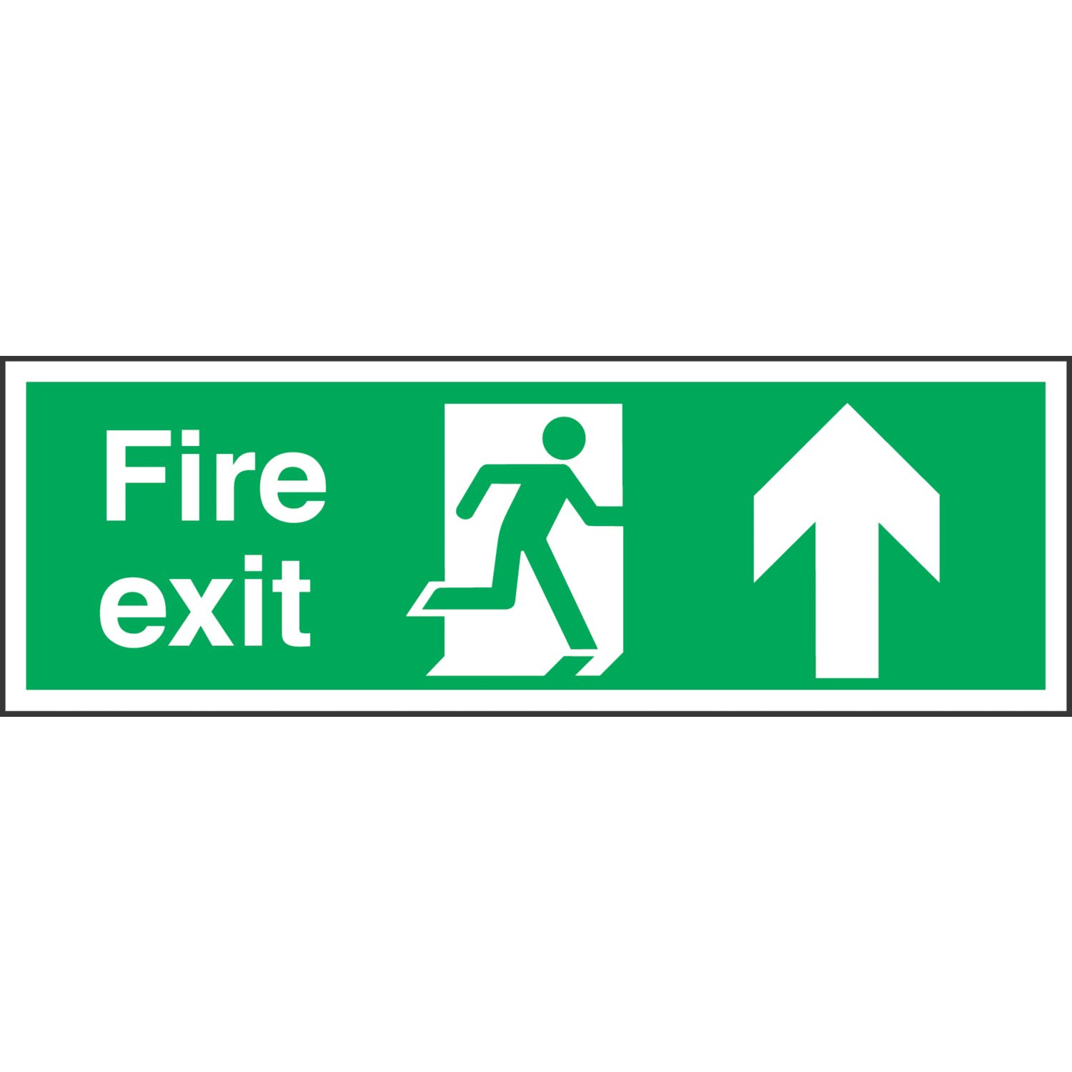 Essentials Non Photoluminescent "Fire Exit" Up Arrow Signs 150mm x 450mm 50 Pack (48536)