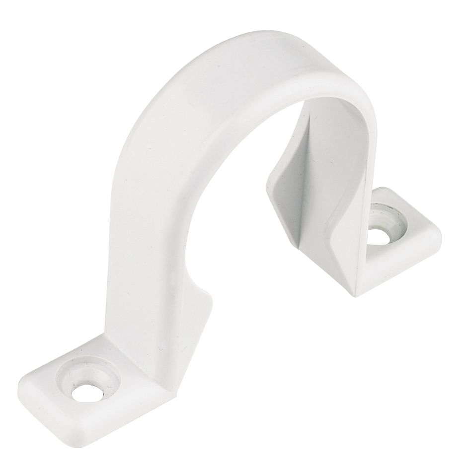 FloPlast Solvent Weld Waste Pipe Clips White 40mm 20 Pack - Screwfix