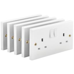 British General 900 Series 13A 2-Gang SP Switched Plug Socket White   5 Pack