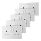 British General 900 Series 13A 2-Gang SP Switched Plug Sockets White   5 Pack