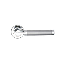 Serozzetta Azul Fire Rated Lever on Rose Door Handle Pair Polished / Satin Chrome