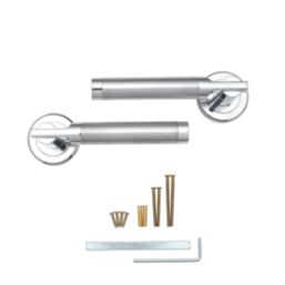Serozzetta Azul Fire Rated Lever on Rose Door Handle Pair Polished / Satin Chrome