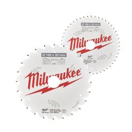 Milwaukee  Wood Circular Saw Blades 190mm x 30mm 24/48T 2 Pieces
