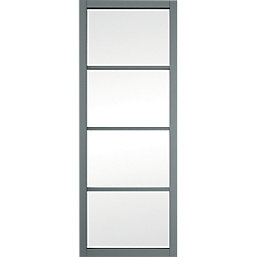 Jeld-Wen  4-Clear Light Painted Grey Wooden Shaker Internal Door 1981mm x 686mm