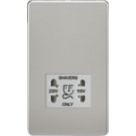 Knightsbridge  2-Gang Dual Voltage Shaver Socket 115 V / 230V Brushed Chrome with Colour-Matched Inserts