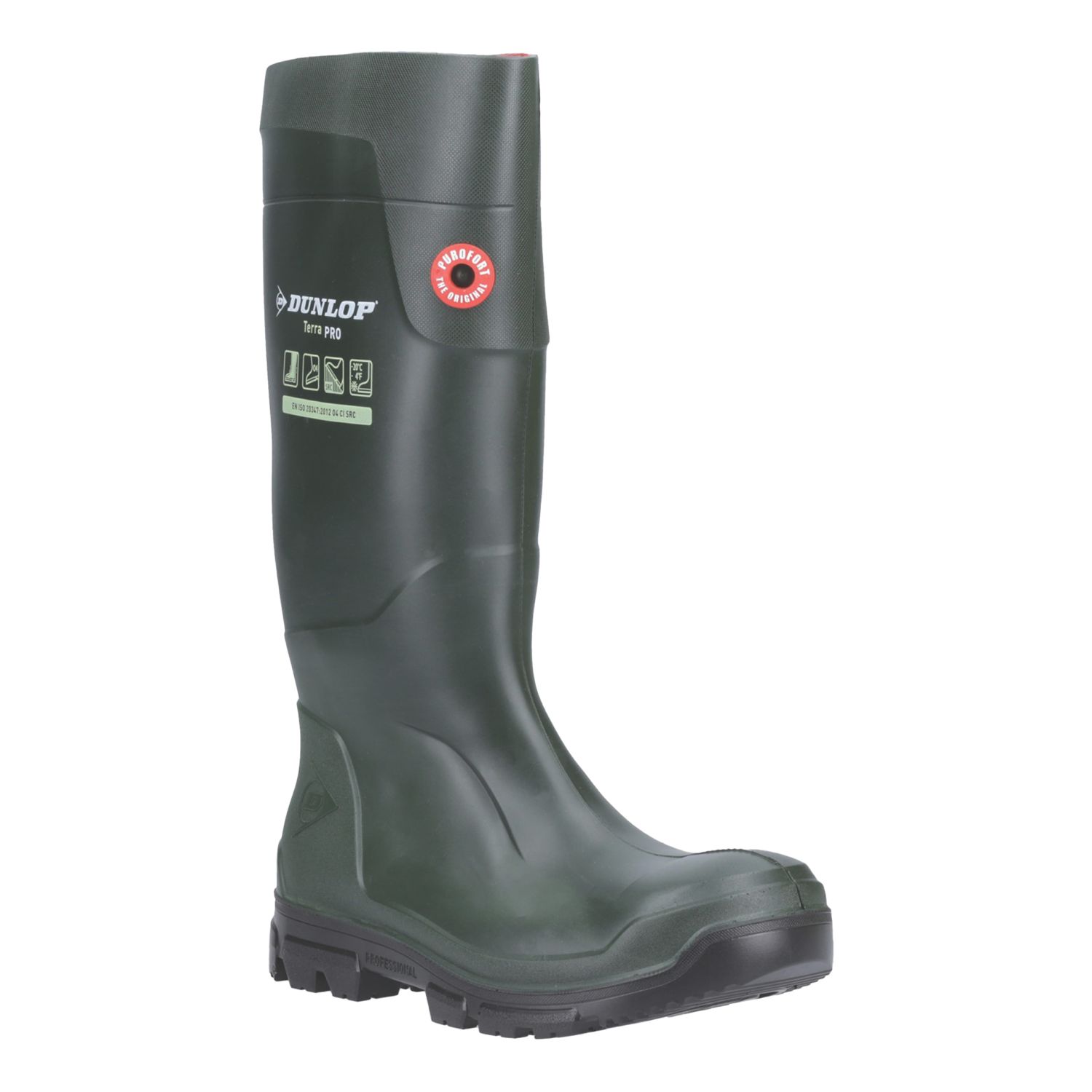 Dunlop TerraPro Size 10.5 Green Steel Toe Cap Safety Wellies (485XH)