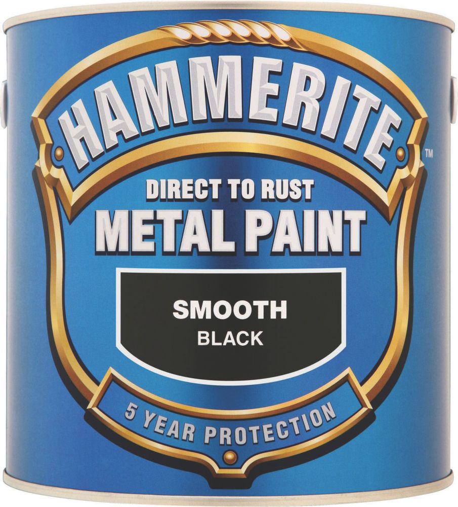 Hammerite Smooth Metal Paint Black 2.5Ltr - Screwfix