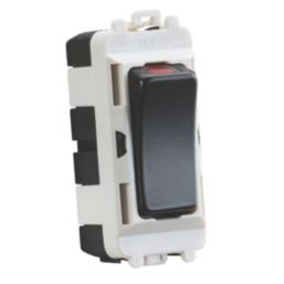 Knightsbridge  20AX Grid DP Control Switch Matt Black with LED
