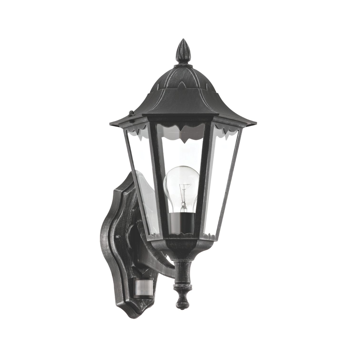 Eglo Navedo Outdoor Wall Light With PIR Sensor Black/Silver-Patina (486CV)