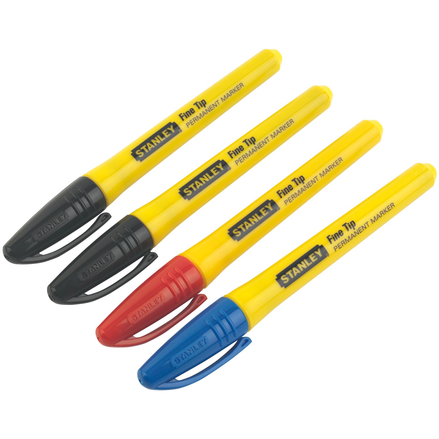 Stanley Fine Tip Mixed Colours Permanent Marker 4 Piece Set (486FH)