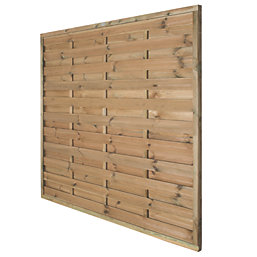 Forest Europa Single-Slatted  Garden Fence Panel Natural Timber 6' x 6' Pack of 4