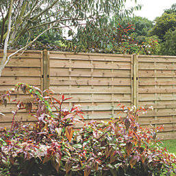 Forest Europa Single-Slatted  Garden Fence Panel Natural Timber 6' x 6' Pack of 4