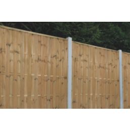Forest Europa Single-Slatted  Fence Panels Natural Timber 6' x 6' Pack of 4