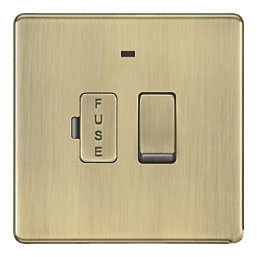 LAP  13A Switched Fused Spur with LED Antique Brass with Colour-Matched Inserts